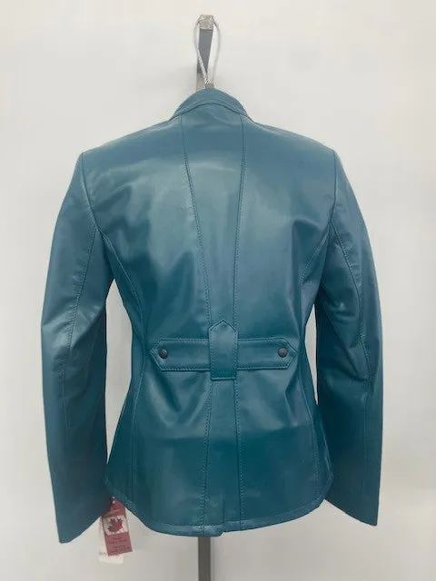 6072 Clearance - Ladies' Bomber Jacket - Teal Lambskin - Size 8