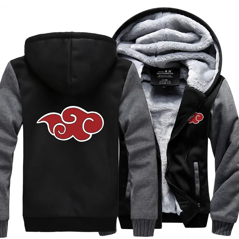 Anime Uzimaki Naruto jackets men 2019 fashion harajuku hip-hop zipper hoodies winter casual fleece thicken sweatshirt tracksuits