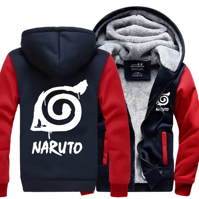 Anime Uzimaki Naruto jackets men 2019 fashion harajuku hip-hop zipper hoodies winter casual fleece thicken sweatshirt tracksuits