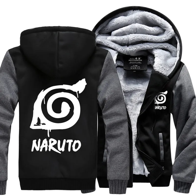 Anime Uzimaki Naruto jackets men 2019 fashion harajuku hip-hop zipper hoodies winter casual fleece thicken sweatshirt tracksuits