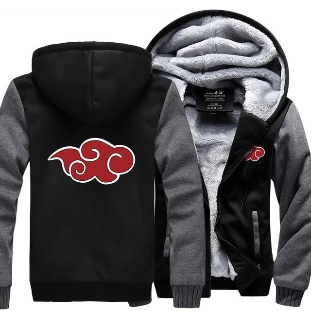 Anime Uzimaki Naruto jackets men 2019 fashion harajuku hip-hop zipper hoodies winter casual fleece thicken sweatshirt tracksuits