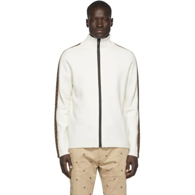 Fendi White Forever Fendi Tape Zip-Up Sweater