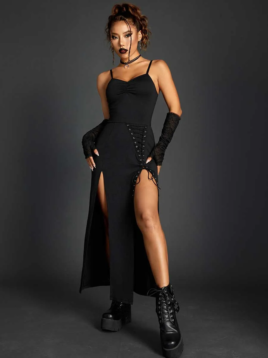 High Slit Gothic Maxi Dress