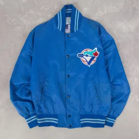 MEN'S VINTAGE 1980S TORONTO BLUEJAYS MLB VARSITY BOMBER JACKET - LARGE