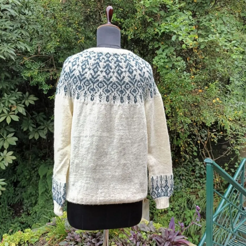 Off-White Hand Knit Woollen Pullover/Sweater for Women | Waterfall Motif