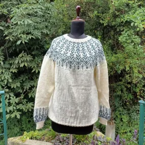 Off-White Hand Knit Woollen Pullover/Sweater for Women | Waterfall Motif