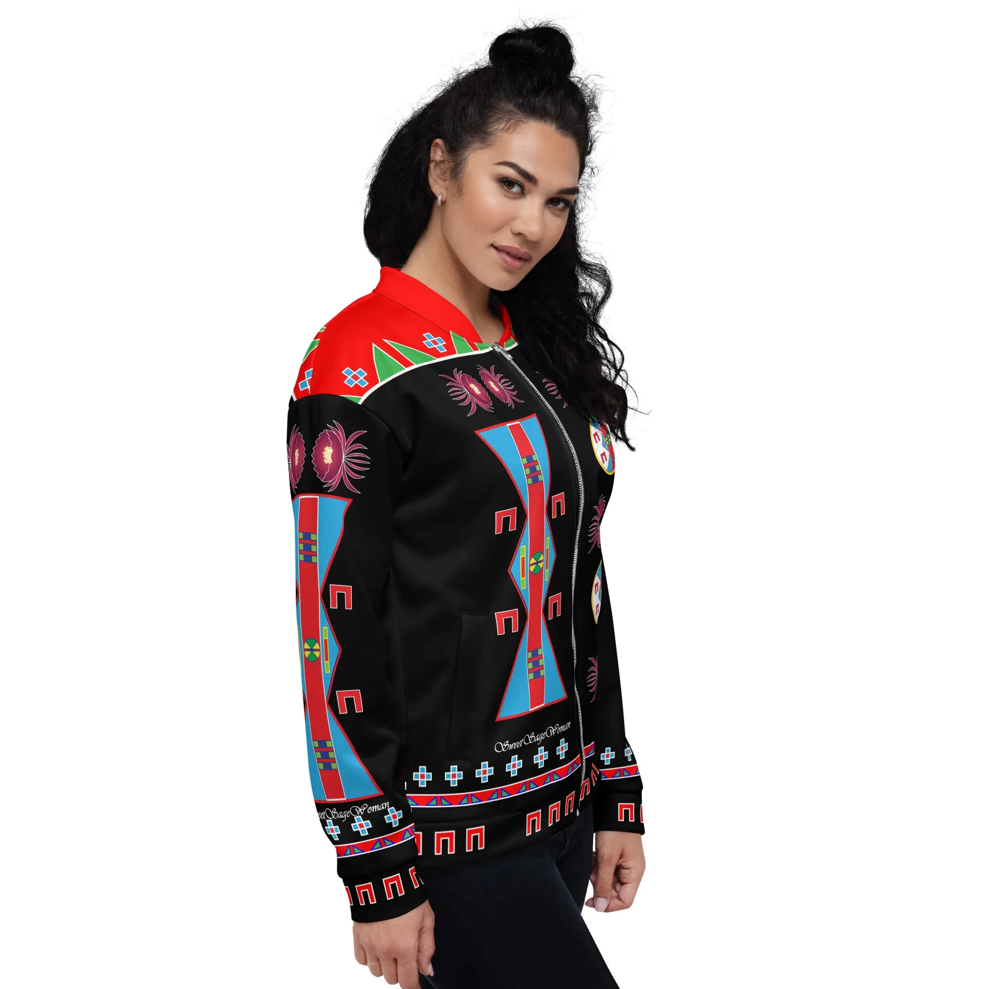 Patience Black Unisex Bomber Jacket
