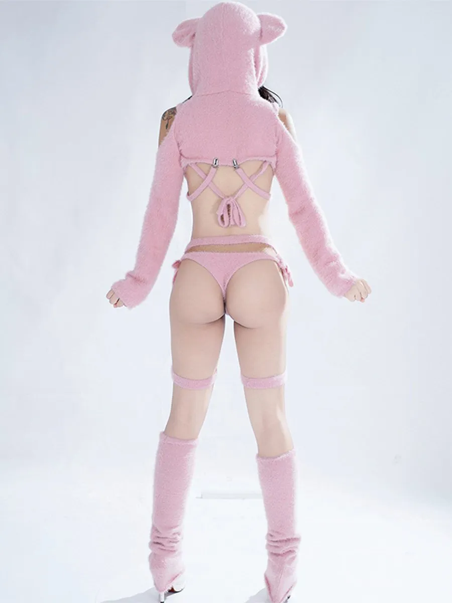 Plush Pink Teddy Bear Outfit