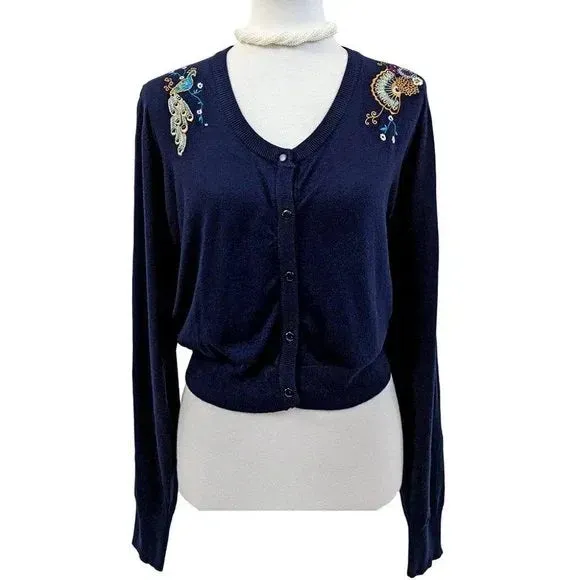 Proud Peacock Night Blue Cardigan