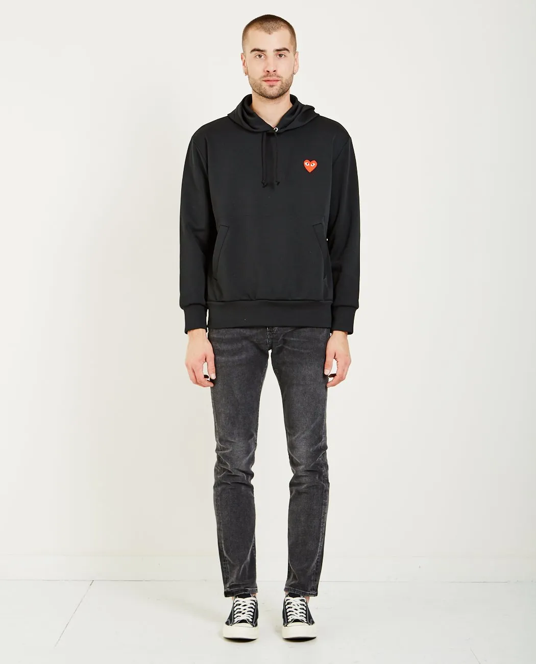 Red Heart Pullover Hoodie Black