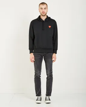 Red Heart Pullover Hoodie Black