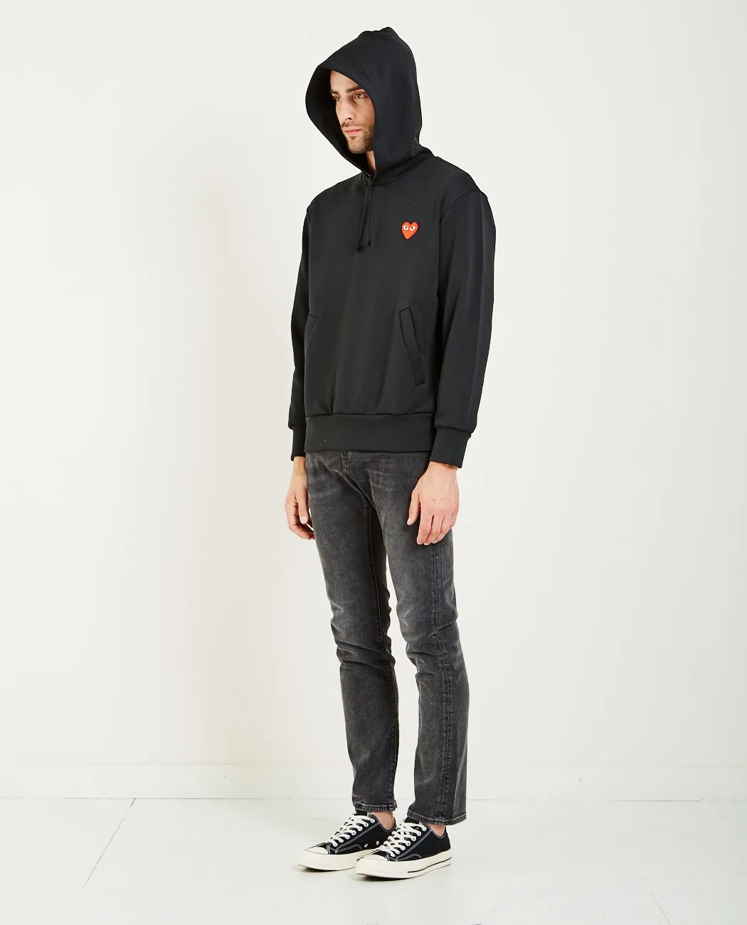 Red Heart Pullover Hoodie Black