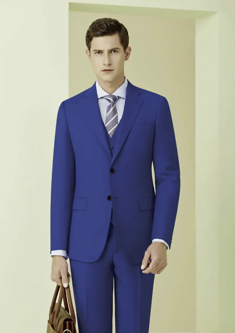Royal Blue Single Breasted / Three Piece Suit Italian Pure Wool Super 110'S